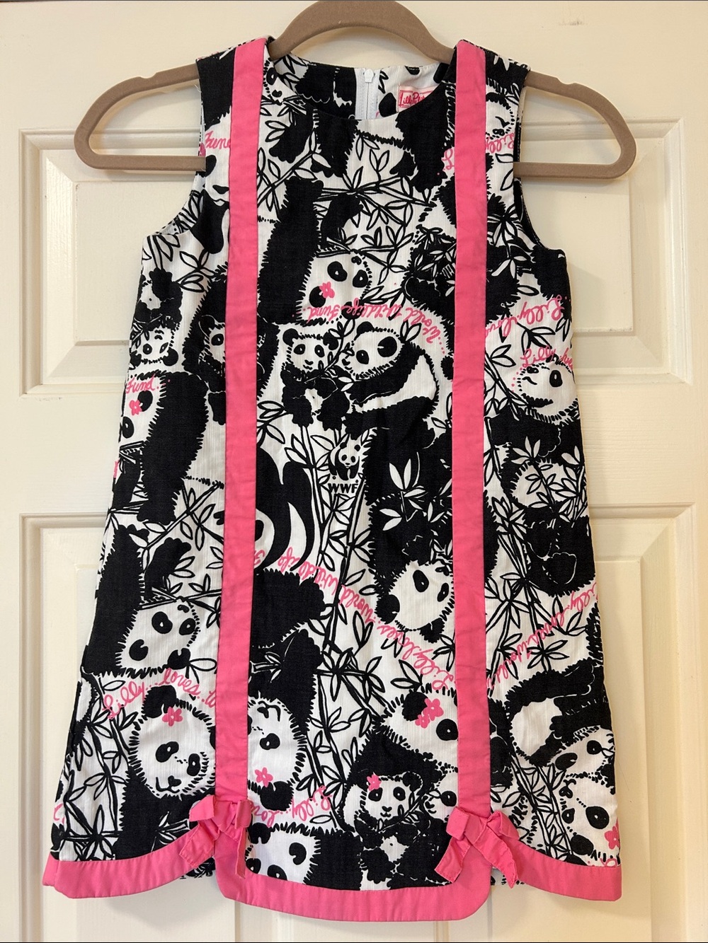 Lilly Pulitzer ORIGINALS (Holy Grail) Girls Panda Print Sundress with Pink Trim